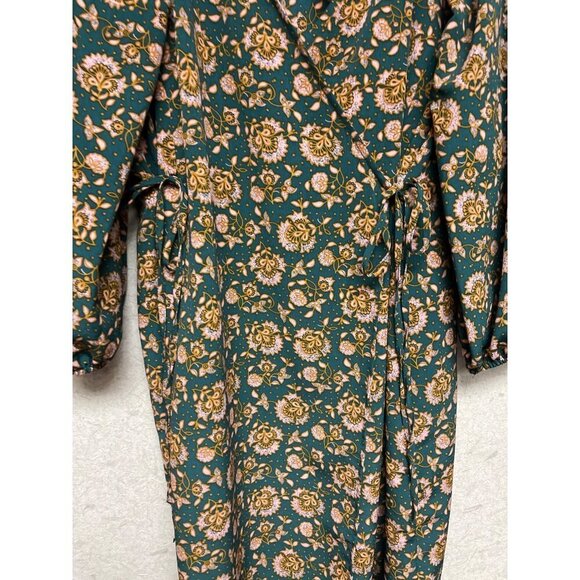 NEW! Topshop Willmor Floral Print Maternity Wrap Dress Green Women's Size 10 - Picture 7 of 11